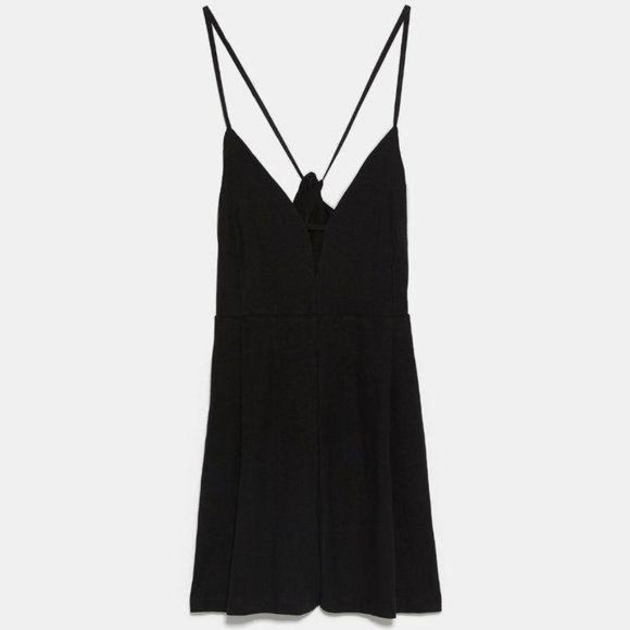 Zara V-Neck Romper Jumpsuit Black Small - Picture 3 of 8